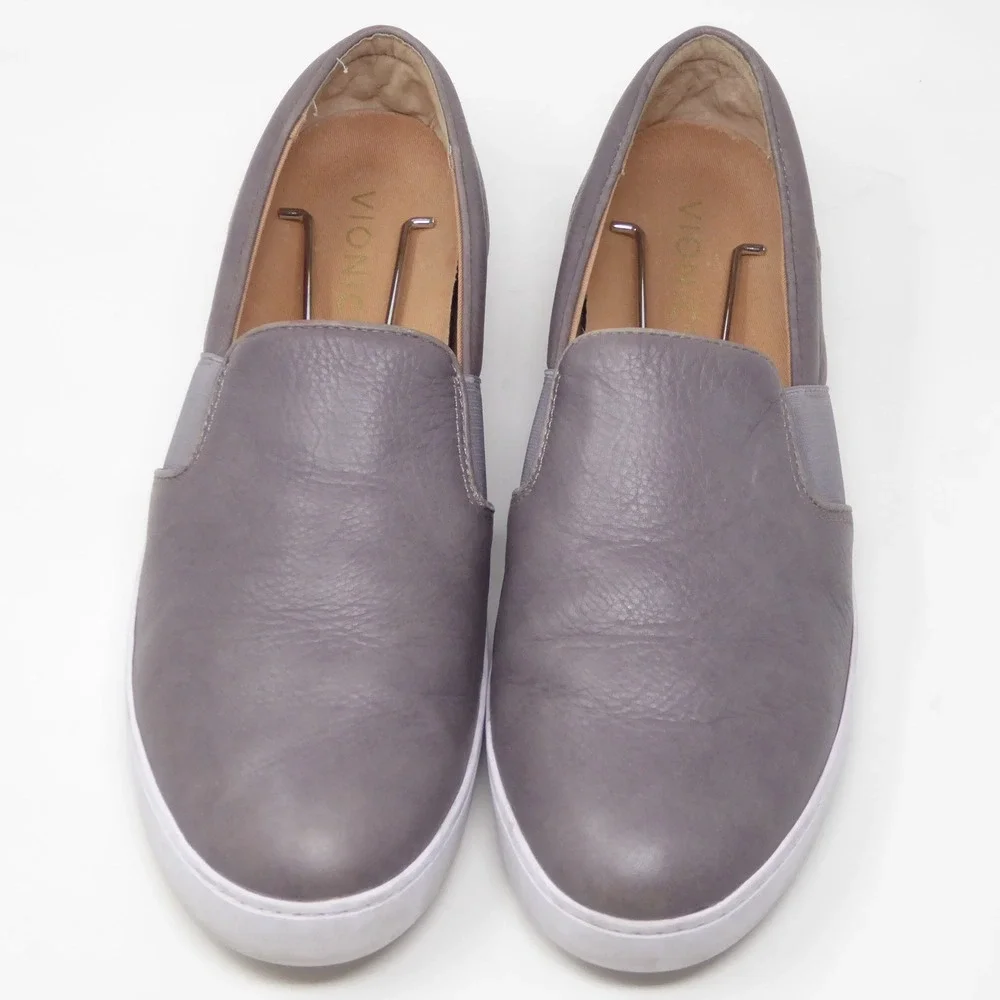 Vionic Women Slip On Sneakers Shoes Gray Leather Demetra Orthotic Size 9 - Picture 3 of 9